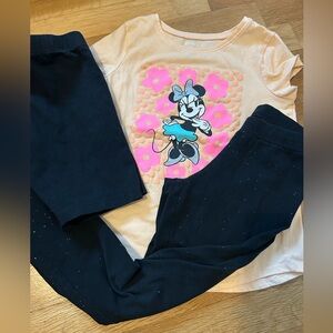 Girl’s 6X three piece set with Minnie Mouse Peach and Black floral tee
